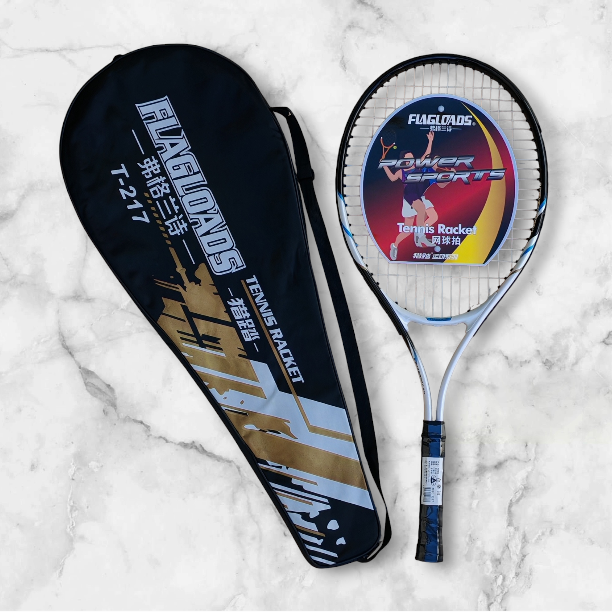 FLAGLOADS T-218 RECREATIONAL TENNIS RACKET WITH CARRY COVER