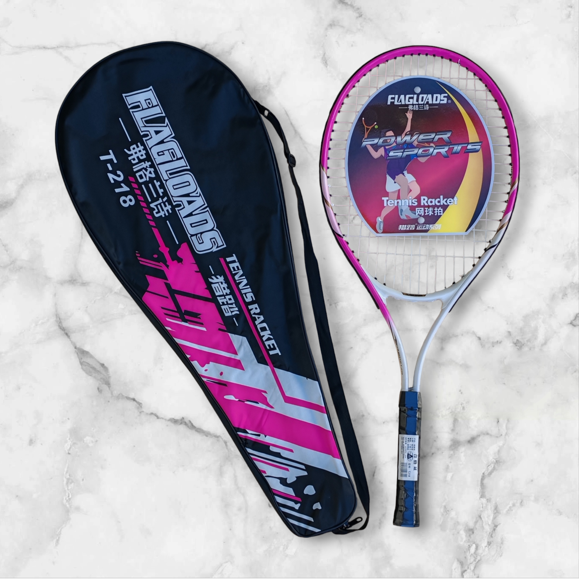 FLAGLOADS T-218 RECREATIONAL TENNIS RACKET WITH CARRY COVER